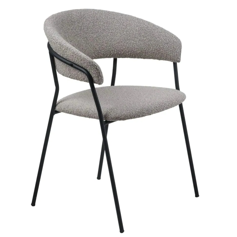 Chaise japandi Fri en bouclette et métal noir, vue 2