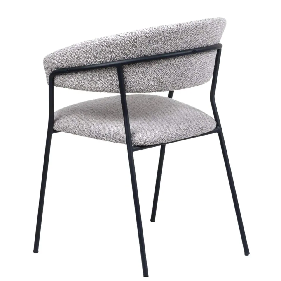 Chaise japandi Fri en bouclette et métal noir, vue 5