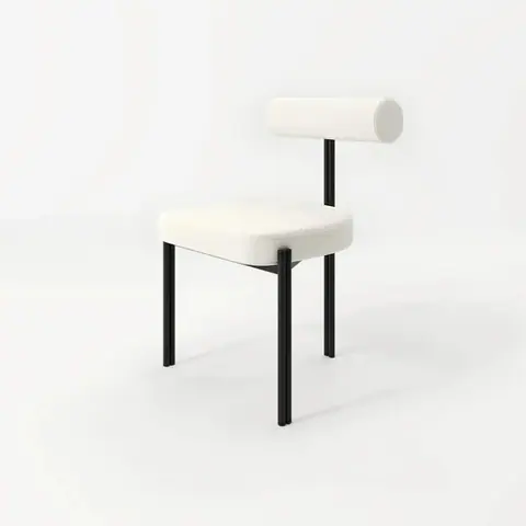 Chaise japandi Sol en métal noir, assise blanche