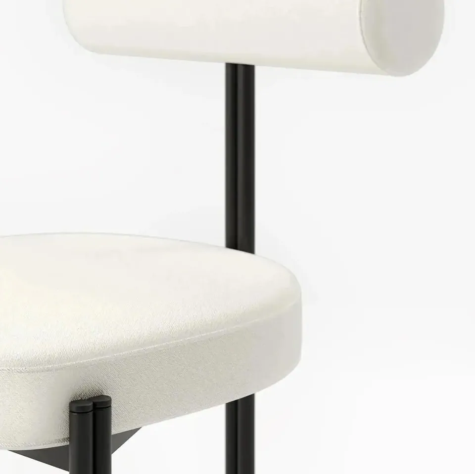 Chaise japandi Sol en métal noir, assise blanche, vue 3