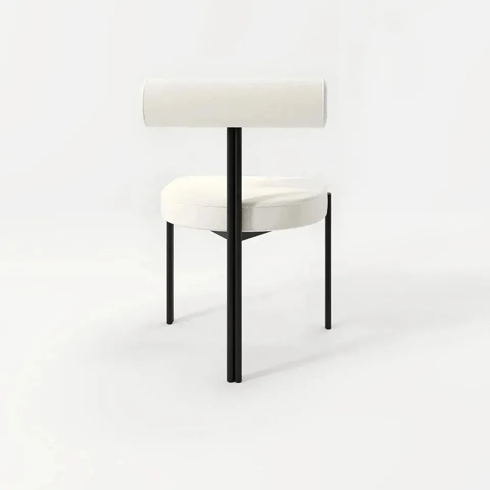 Chaise japandi Sol en métal noir, assise blanche, vue 4