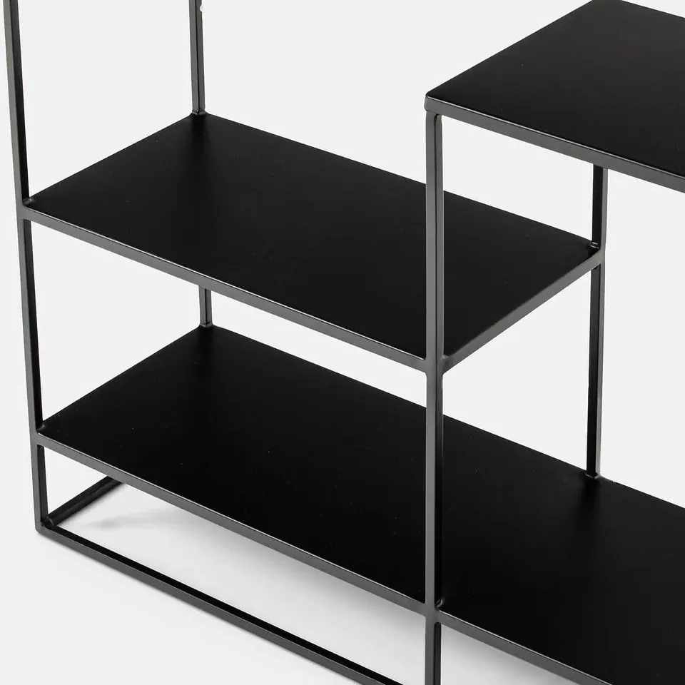 Console japandi Moku en acier à tablettes asymétriques, vue 5