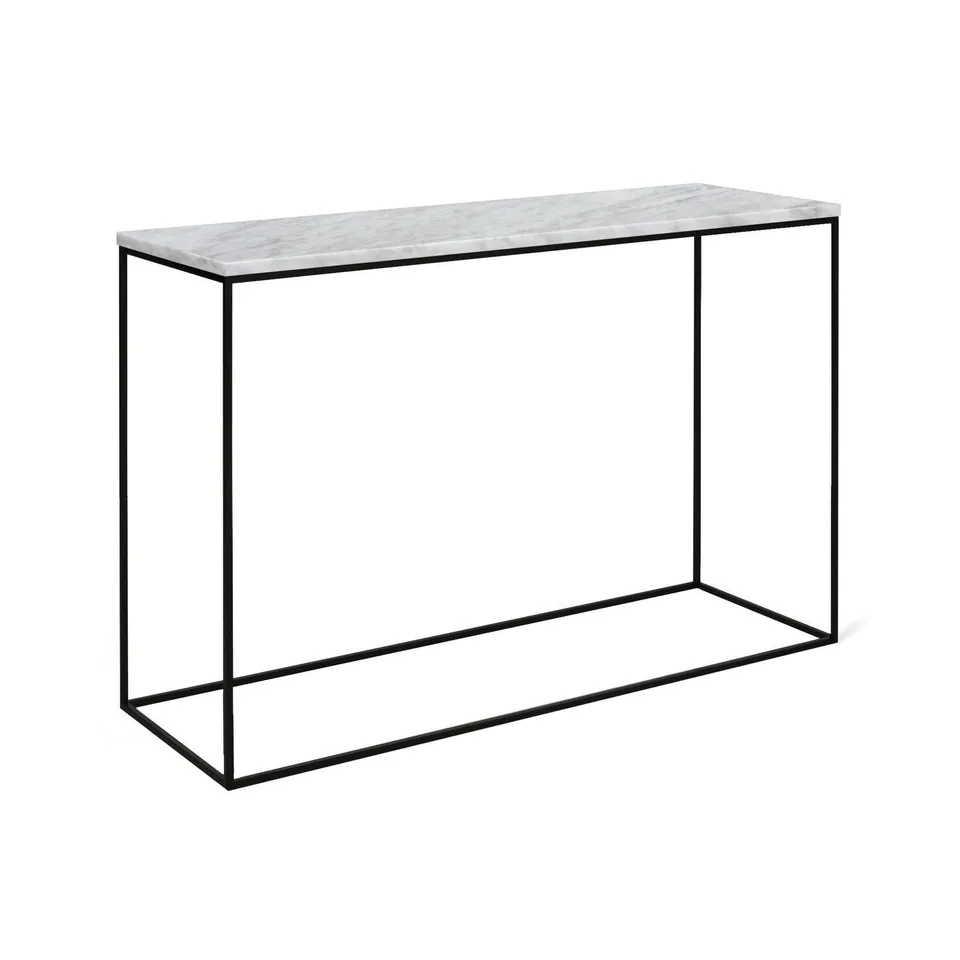Console japandi Snø en marbre blanc et métal noir, vue 2