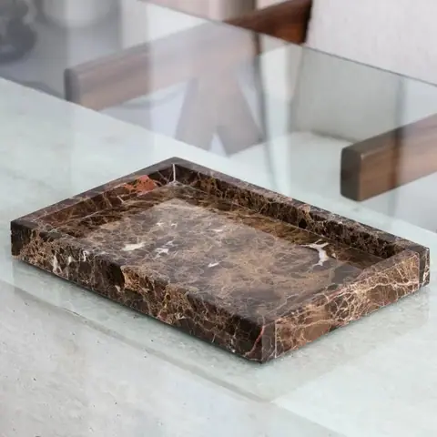 Plateau japandi décoratif Dimmig en marbre marron