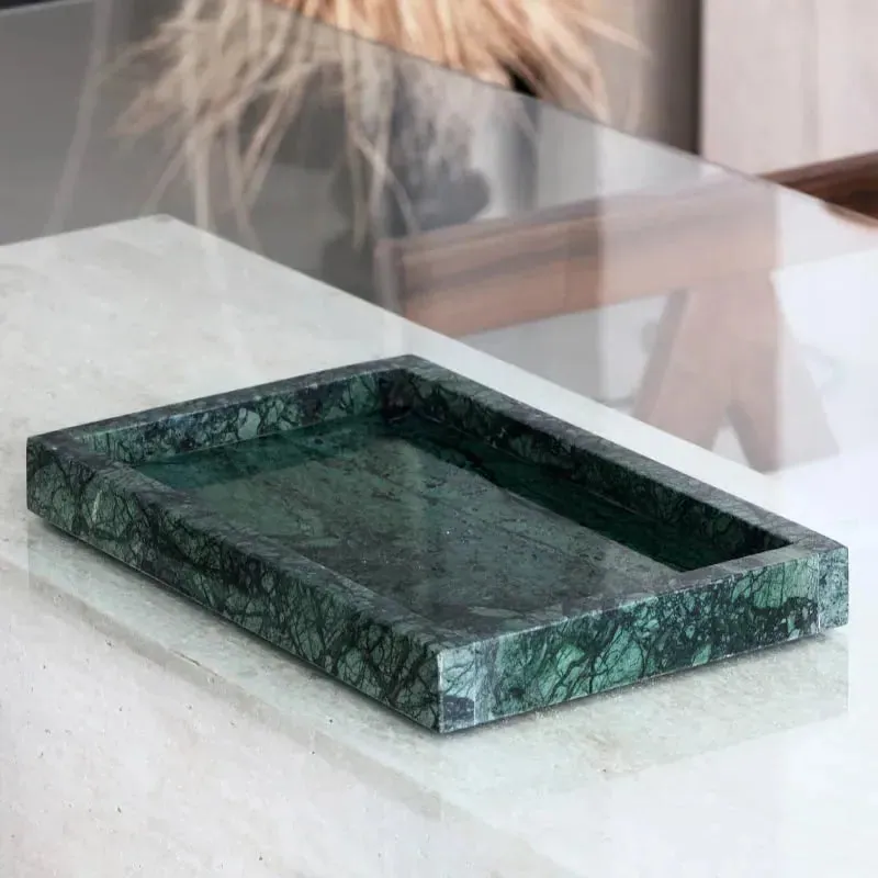 Plateau japandi décoratif Grå en marbre vert veiné de noir