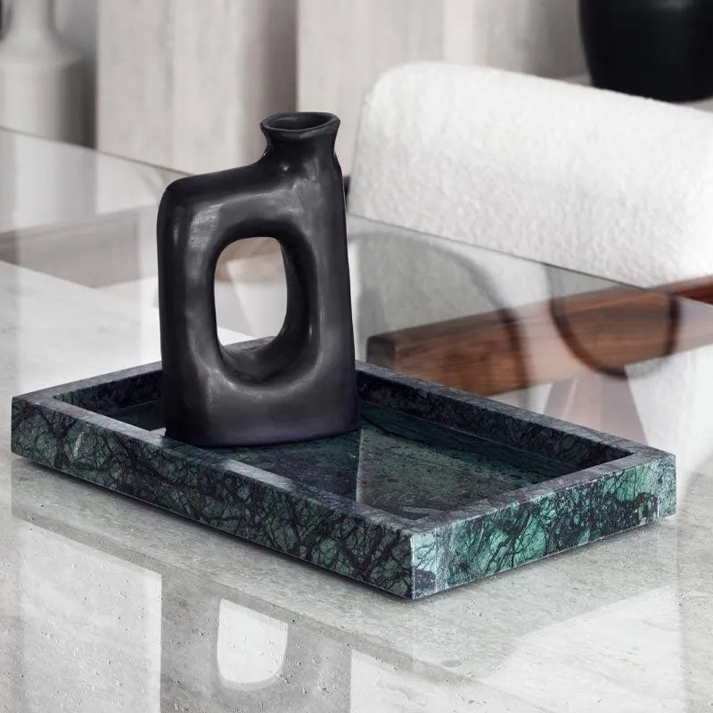 Plateau japandi décoratif Grå en marbre vert veiné de noir, vue 2