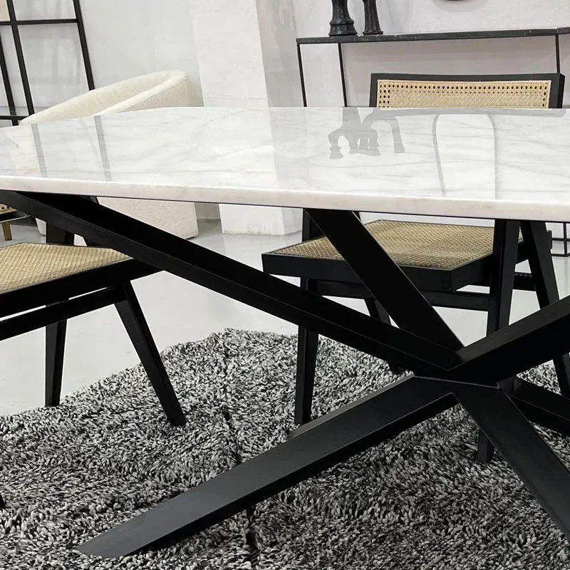 Table à manger japandi Takane Bianco en marbre de Toscane, vue 5