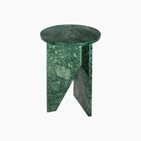 Table d’appoint japandi Koe en marbre vert, pied en Z