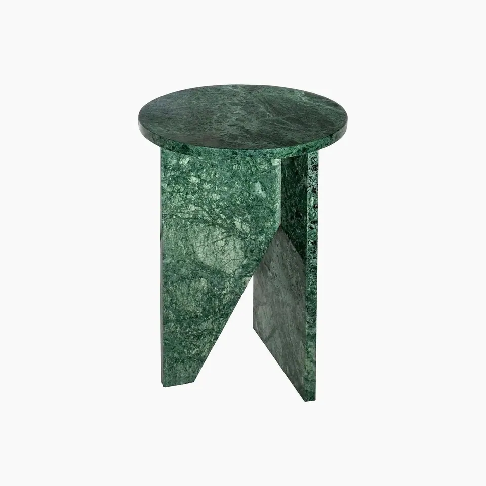 Table d’appoint japandi Koe en marbre vert, pied en Z