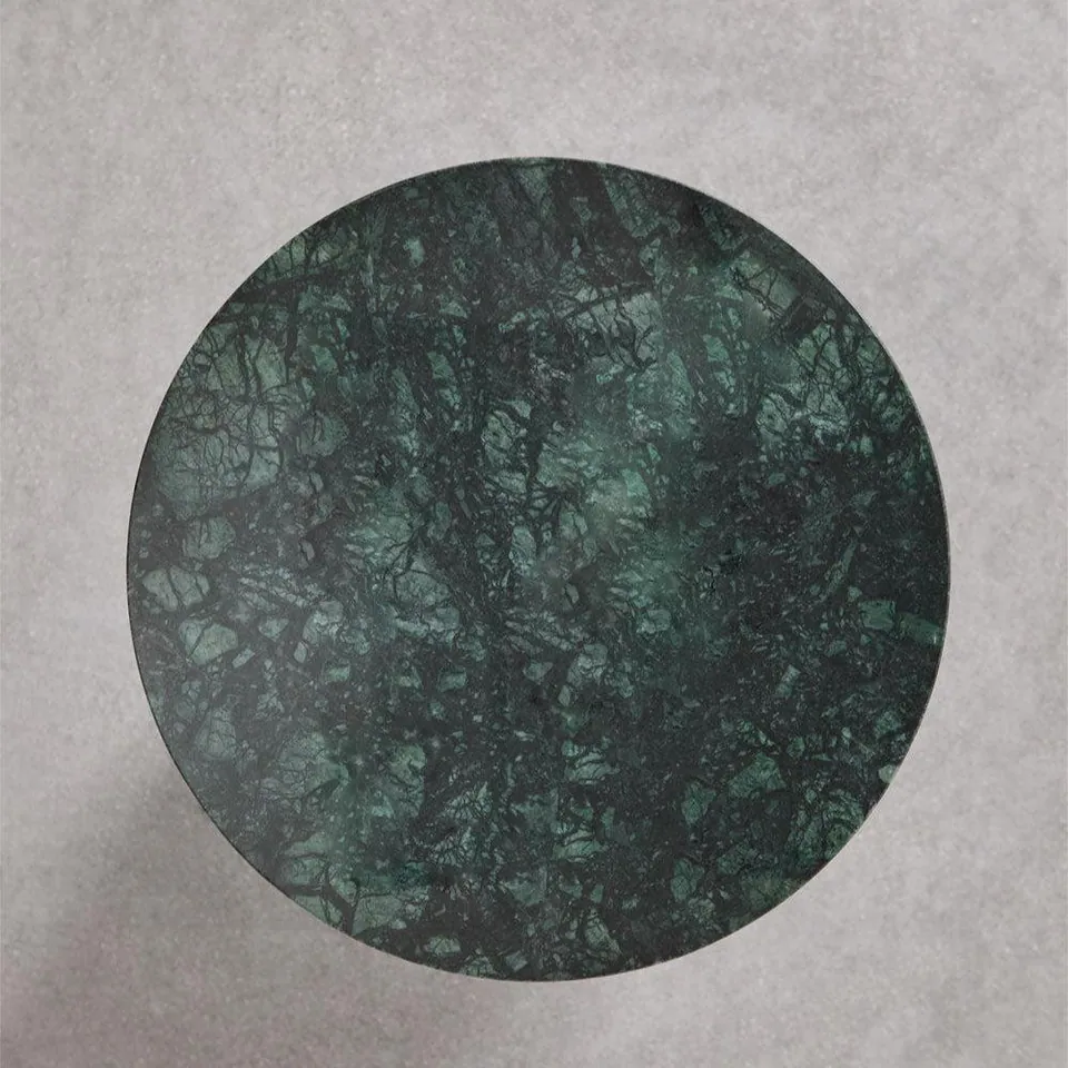 Table de chevet japandi ronde Niwa en marbre vert Guatemala, vue 6