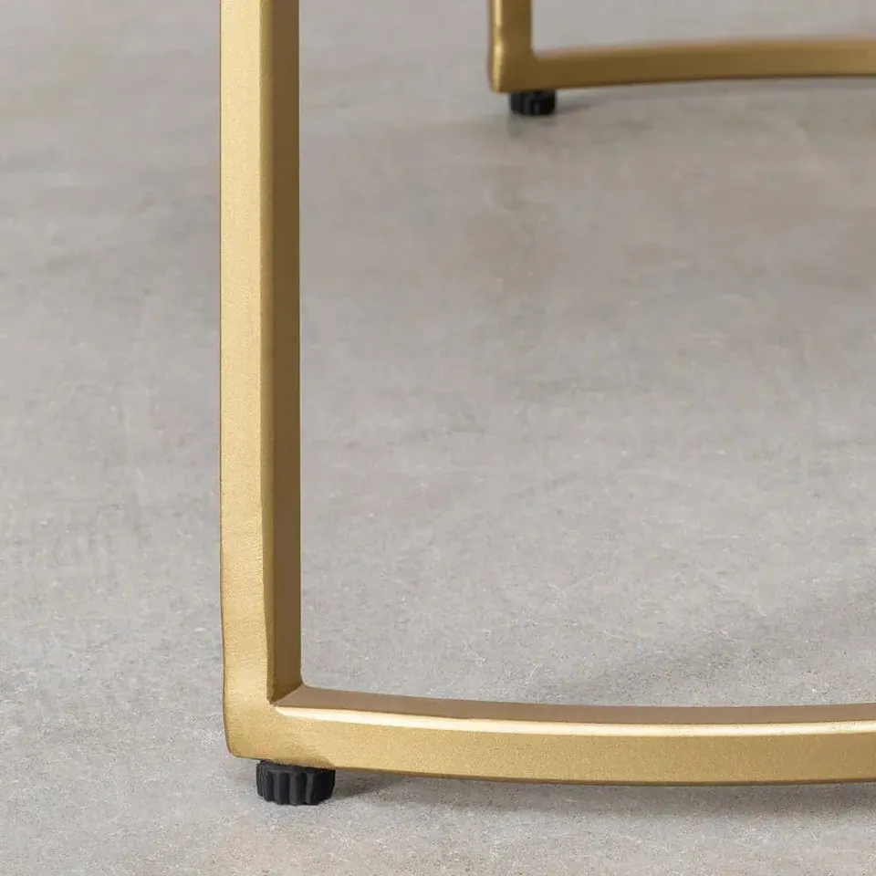 Tables gigognes japandi Aura en marbre blanc et métal doré, vue 6