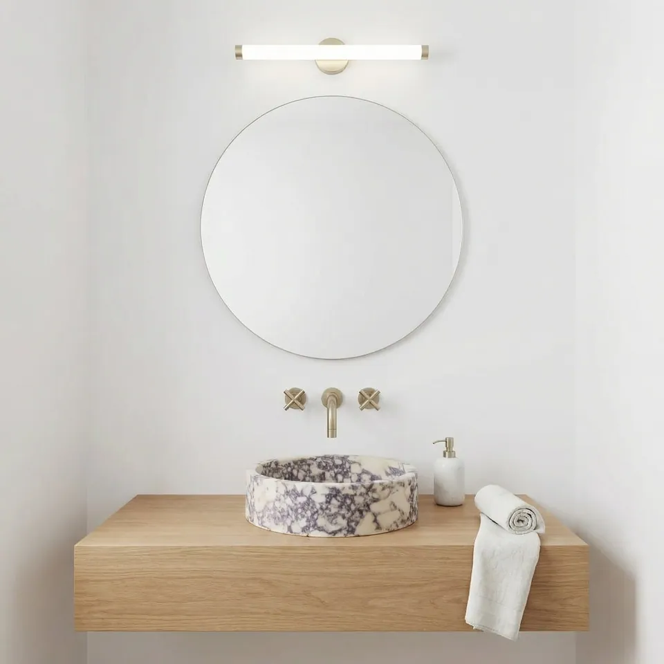 Vasque ronde japandi Corchia en marbre Arabescato, Ø40 cm, vue 2
